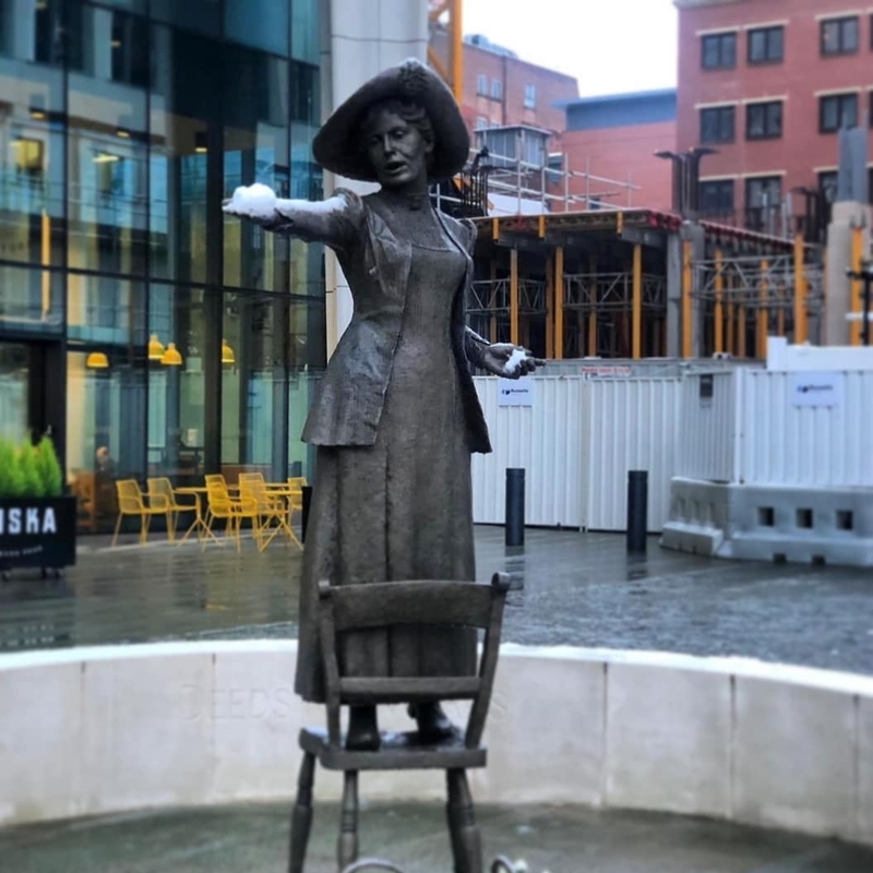 Emmeline Pankhurst Statue Snow