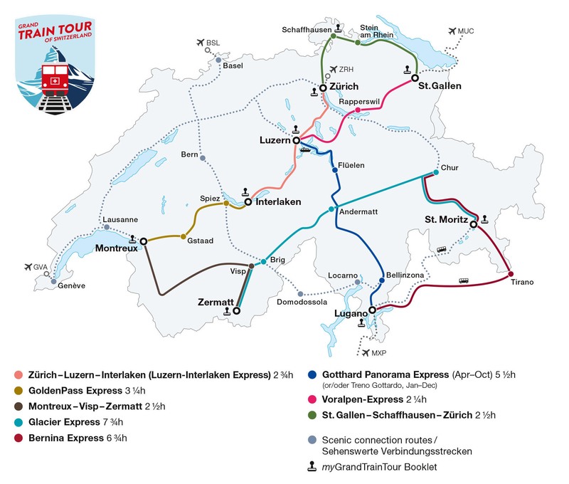 Swiss Grand Train Tour Map